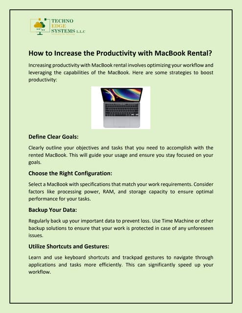 How to Increase the Productivity with MacBook Rental? | PDF