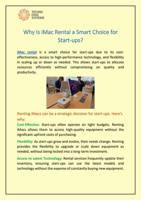 Why Is iMac Rental a Smart Choice for Start-ups? | PDF