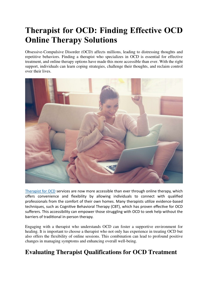 PPT - Therapist for OCD  Finding Effective OCD Online Therapy Solutions PowerPoint Presentation - ID:14149458