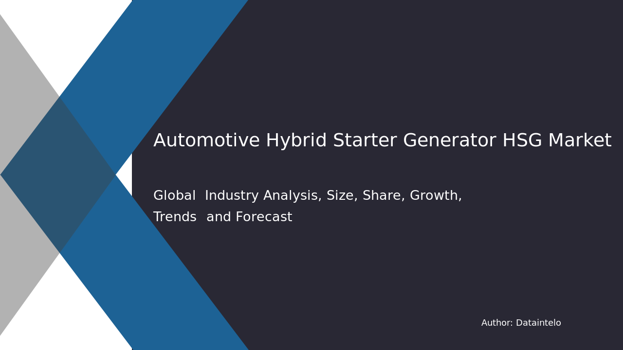 Automotive Hybrid Starter Generator (HSG) Market Report | Global Forecast From 2025 To 2033