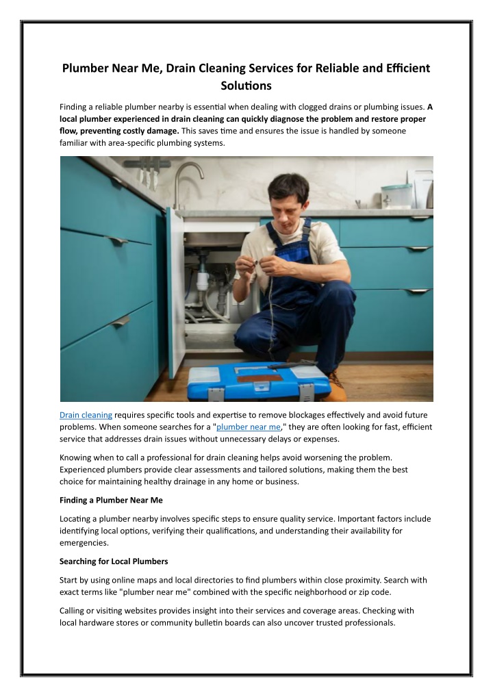 PPT - Plumber Near Me, Drain Cleaning Services for Reliable and Efficient Solutions PowerPoint Presentation - ID:14238286