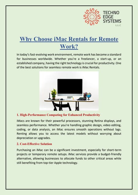 Why Choose iMac Rentals for Remote Work? | PDF