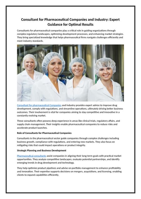 Consultant for Pharmaceutical Companies and Industry Expert Guidance for Optimal Results.docx