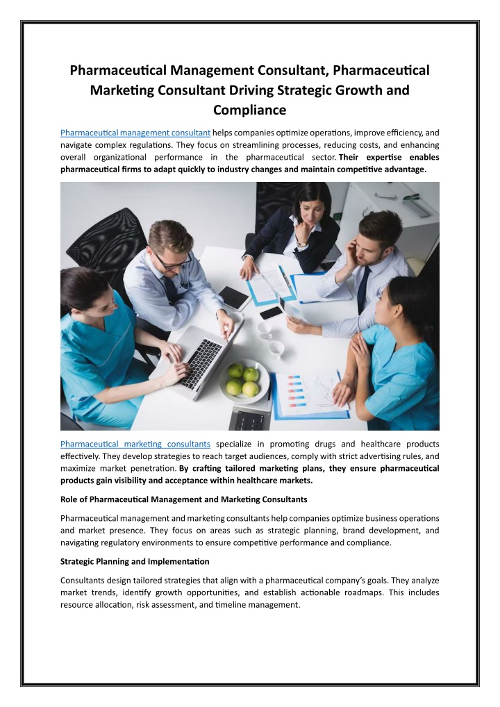 PPT - Pharmaceutical Management Consultant, Pharmaceutical Marketing Consultant Driving Strategic Growth and Compliance PowerPoint Presentation - ID:14220462