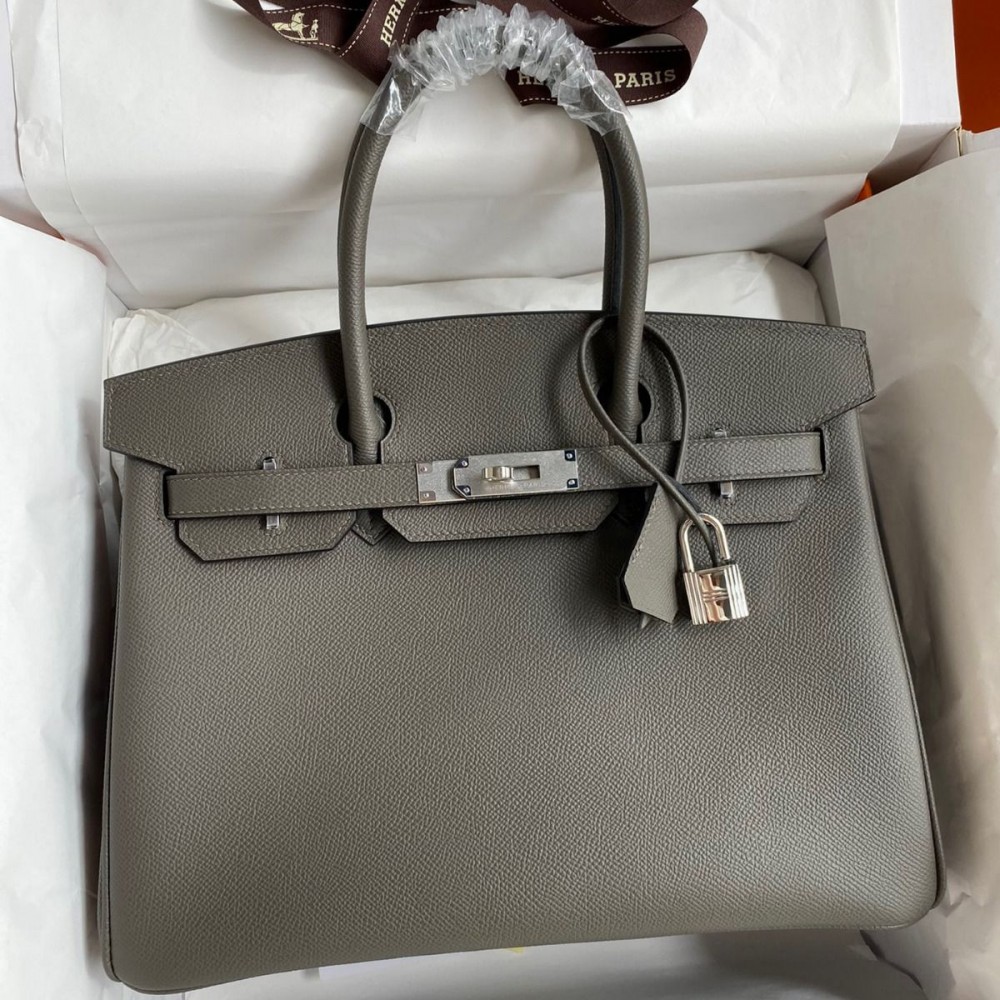 High Quality Replica Hermes Birkin 30 Retourne Handmade Bag In Etain Epsom Calfskin $ 599 USD