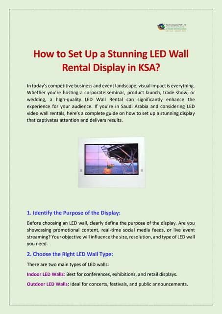 How to Set Up a Stunning LED Wall Rental Display in KSA? | PDF