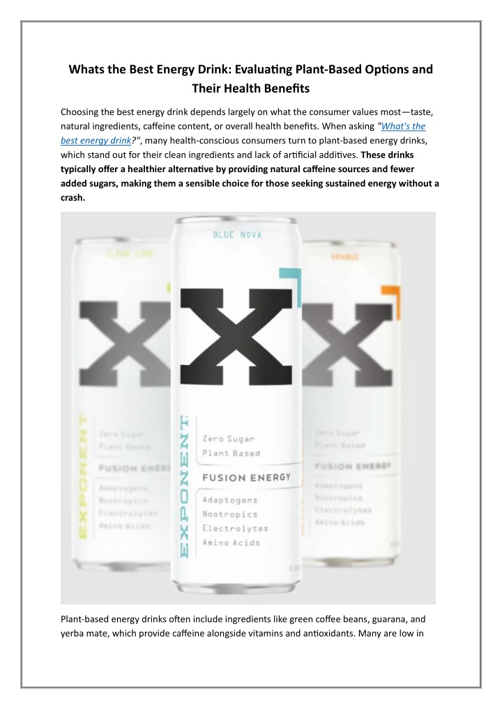 PPT - Whats the Best Energy Drink Evaluating Plant-Based Options and Their Health Benefits PowerPoint Presentation - ID:14374060