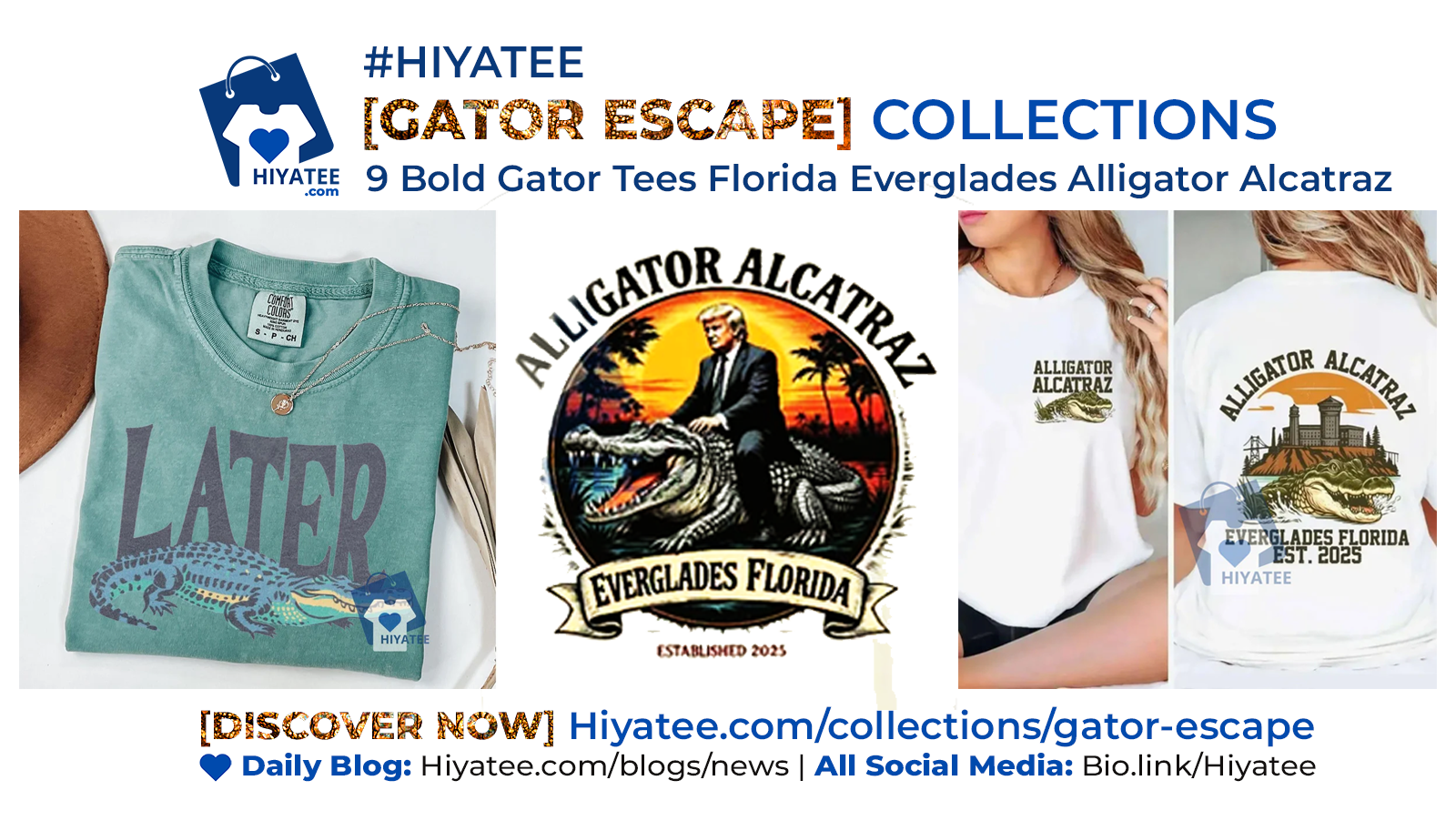 Run Wild: Florida Everglades Alligator Alcatraz Tees by Hiyatee Gator Escape Collection