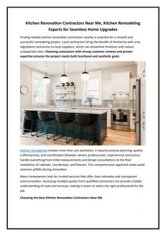 Kitchen Renovation Contractors Near Me, Kitchen Remodeling Experts for Seamless Home Upgrades