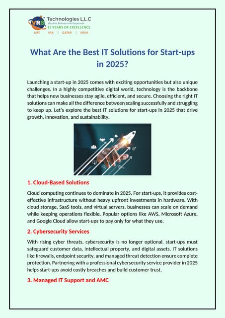 What Are the Best IT Solutions for Startups in 2025? | PDF