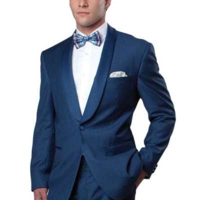 Men's Slim Fit Prom Tuxedo Blue Lapel Skinny Tux MT146S-05 Profile Picture