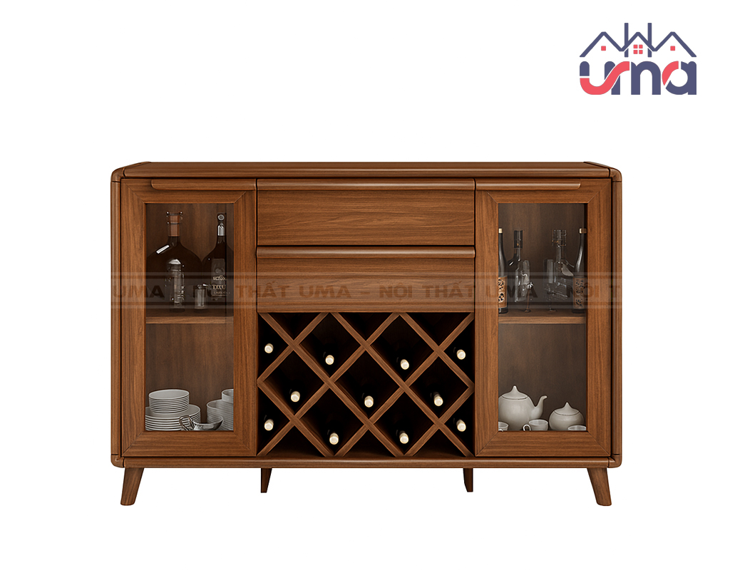 Tủ Trưng Bày Đựng Rượu Gỗ Sồi Thanh Lịch TTB010 - UMA