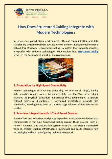 How Does Structured Cabling Integrate with Modern Technologies? | PDF