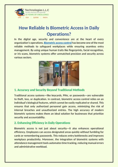 How Reliable Is Biometric Access in Daily Operations? | PDF