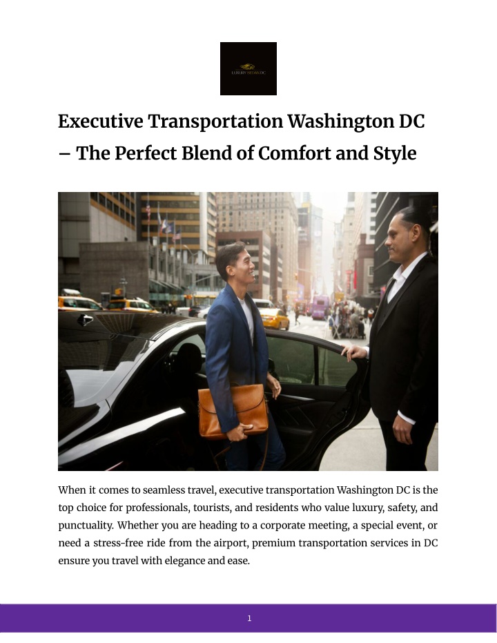 PPT - Executive Transportation Washington DC – The Perfect Blend of Comfort and Style PowerPoint Presentation - ID:14564275