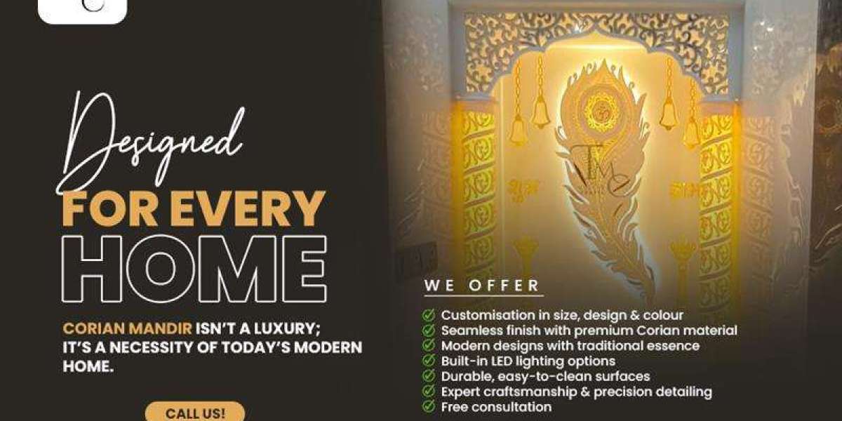 Elegant Corian Mandir in Noida by The Modern Crafts