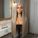 Long human hair wig lace front