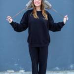 High end womens crewneck fleece